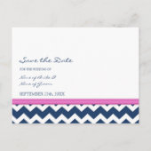 Blauw Hot Pink Foto Sla de datum bruiloft Briefkaa Aankondigingskaart (Achterkant)