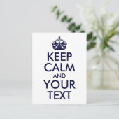 Blauw Houd Kalm en Jouw tekst Briefkaart (Staand voorkant)