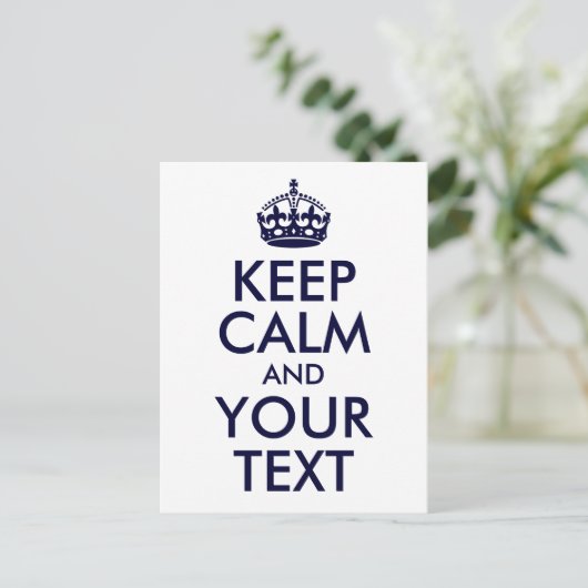 Blauw Houd Kalm en Jouw tekst Briefkaart (Staand voorkant)