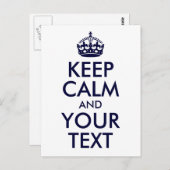 Blauw Houd Kalm en Jouw tekst Briefkaart (Voorkant / Achterkant)