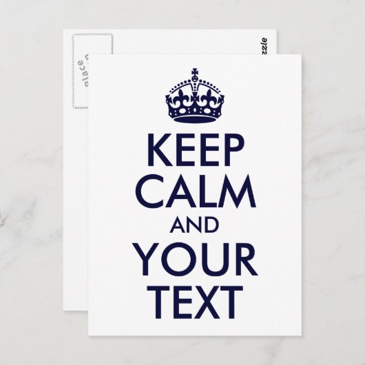 Blauw Houd Kalm en Jouw tekst Briefkaart (Voorkant / Achterkant)