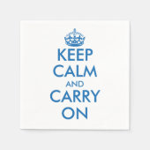 Blauw Houd kalm en jouw tekst papieren servetten | (Voorkant)