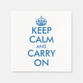 Blauw Houd kalm en jouw tekst papieren servetten |
