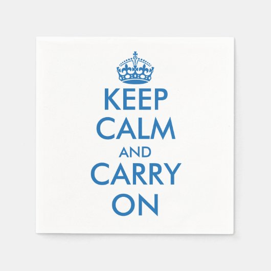 Blauw Houd kalm en jouw tekst papieren servetten | (Voorkant)