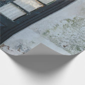 BLAUW HOUDEN DEUR PANEL IN WITTE BOUW CADEAUPAPIER (Hoek)