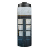 BLAUW HOUDEN DEUR PANEL IN WITTE BOUW THERMOSBEKER (Voorkant)