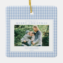 Blauw Houndstooth Kerst Foto