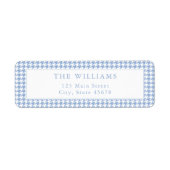 Blauw Houndstooth Retouradres Etiket (Voorkant)