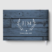 Blauw Hout Baby's Breath Lights & Kant Bruiloft Gastenboek (Achterkant)