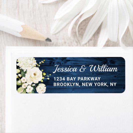 Blauw Hout & Blush Rozen Bloemrijk Waterverf Rusti Etiket (Insitu)