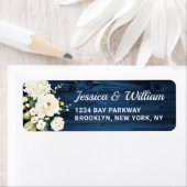 Blauw Hout & Blush Rozen Bloemschildering Rustiek Etiket (Insitu)