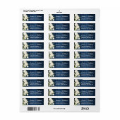 Blauw Hout & Blush Rozen Bloemschildering Rustiek Etiket (Full Sheet)