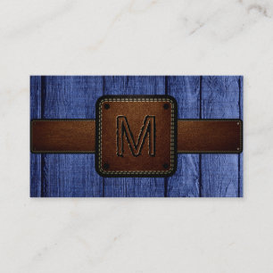  blauw hout bruin leder Kijk Monogram Visitekaartje