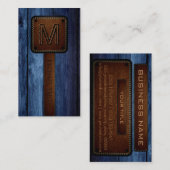 blauw hout Bruin leder Kijk uit Visitekaartje (Voorkant / Achterkant)