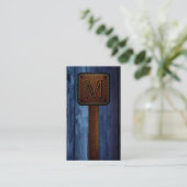 blauw hout Bruin leder Kijk uit Visitekaartje (Staand voorkant)
