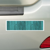 blauw hout bumpersticker (Op auto)