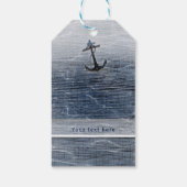 Blauw hout Elegant Nautical Beach Zee Verloving Cadeaulabel (Achterkant)