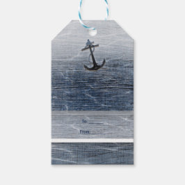Blauw Hout Elegant Nautilus Strand Zee Verlovingsf Cadeaulabel