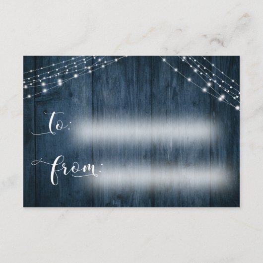 Blauw hout en licht Geen Vrijgezellenfeest-kaart m Informatiekaartje (Achterkant)