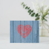 blauw hout en rood gelaatshart briefkaart (Staand voorkant)
