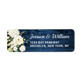 Blauw hout en zwarte Rozen Floral Waterverf Rustis Etiket (Voorkant)