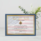 Blauw Hout Goud Eiken Militaire Pensioen Kaart (Staand voorkant)