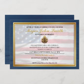 Blauw Hout Goud Eiken Militaire Pensioen Kaart (Voorkant / Achterkant)