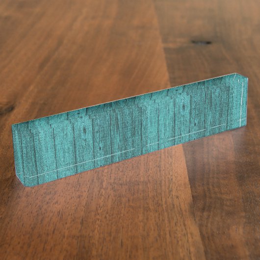 blauw hout naambordje (Zijkant)