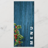 Blauw Hout Rode Bessen Kerstmis Bruiloft Menu (Achterkant)