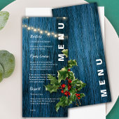 Blauw Hout Rode Bessen Kerstmis Bruiloft Menu