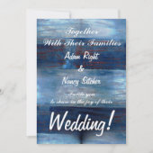 Blauw Hout, Rustieke Bruiloft Kaart (Voorkant)