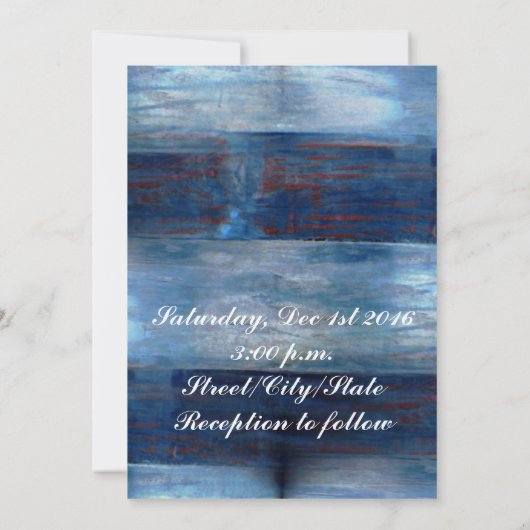 Blauw Hout, Rustieke Bruiloft Kaart (Achterkant)