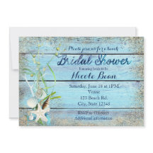 Blauw Hout Strand Tropische BRUIDS DOUCHE uitnodig