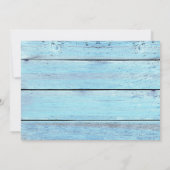 Blauw Hout Strand Tropische Verjaardagsfeestuitnod Kaart (Achterkant)