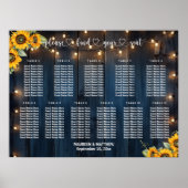 Blauw Hout String Lichten 11 Tafels Trouwstoelen Poster (Voorkant)