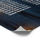 Blauw Hout String Lichten 12 Tafels Trouwstoelen Poster (Hoek)