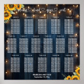 Blauw Hout String Lichten 16 Tafels Trouwstoelen Poster (Voorkant)