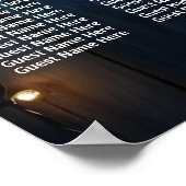 Blauw Hout String Lichten 17 Tafels Trouwstoelen Poster (Hoek)