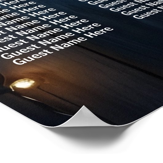 Blauw Hout String Lichten 17 Tafels Trouwstoelen Poster (Hoek)