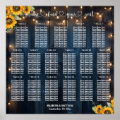 Blauw Hout String Lichten 17 Tafels Trouwstoelen Poster (Voorkant)