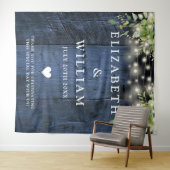 Blauw Hout String Lichten Groen Foto Achtergrond Wandkleed (In Situ (horizontaal))