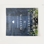 Blauw Hout String Lichten Groen Foto Achtergrond Wandkleed (Voorkant (horizontaal))