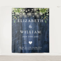 Blauw Hout String Lichten Groen Foto Achtergrond