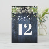 Blauw Hout String Lichten Groen Tafelnummer (Staand voorkant)