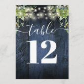 Blauw Hout String Lichten Groen Tafelnummer (Voorkant)