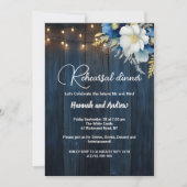 Blauw Hout String Lichten 'Repetitie Diner' Trouwe Kaart (Voorkant)