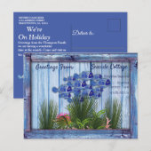  blauw hout, vis, roze koraal briefkaart (Voorkant / Achterkant)