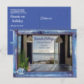  blauw hout, vis, roze koraal briefkaart (Voorkant / Achterkant)