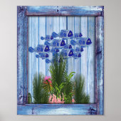  blauw hout, vis, roze koraal poster (Voorkant)