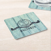 Blauw hout Welkom in het meer Kartonnen Onderzetters (Schuin)